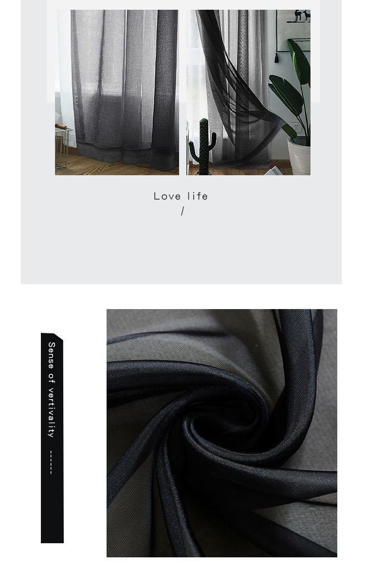 2 Pack Semi Blackout Sheer Curtains Black