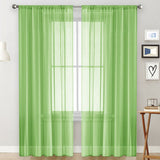 2 Pack Semi Blackout Sheer Curtains Green