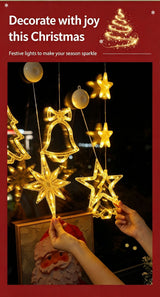 Colourful Diamond Snowflake Star LED Suction Lights, Battery Operated Eye-catching Christmas Window Lighting