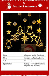 Colourful Diamond Snowflake Star LED Suction Lights, Battery Operated Eye-catching Christmas Window Lighting