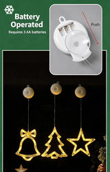 Colourful Diamond Snowflake Star LED Suction Lights, Battery Operated Eye-catching Christmas Window Lighting