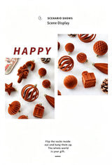 Trendy Flocked Shaped Christmas Ball Decorations, Elegant Ins Style Christmas Tree Pendant Set, Cream White 28 Pack Gift Box