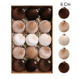 Luxury Velvet Covered Xmas Baubles, Stylish Christmas Hanging Ornaments, Brown 6cm, 15 Pack