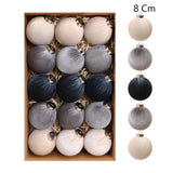Stylish Fabric Wrapped Christmas Ball Ornaments, Velvet Holiday Tree Decor, Grey 8cm, 15 Pack