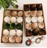 Mixed Red Green White Velvet Wrapped Xmas Baubles, Christmas Tree Hanging Decor, 8cm
