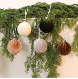 Mixed Red Green White Velvet Wrapped Xmas Baubles, Christmas Tree Hanging Decor, 8cm