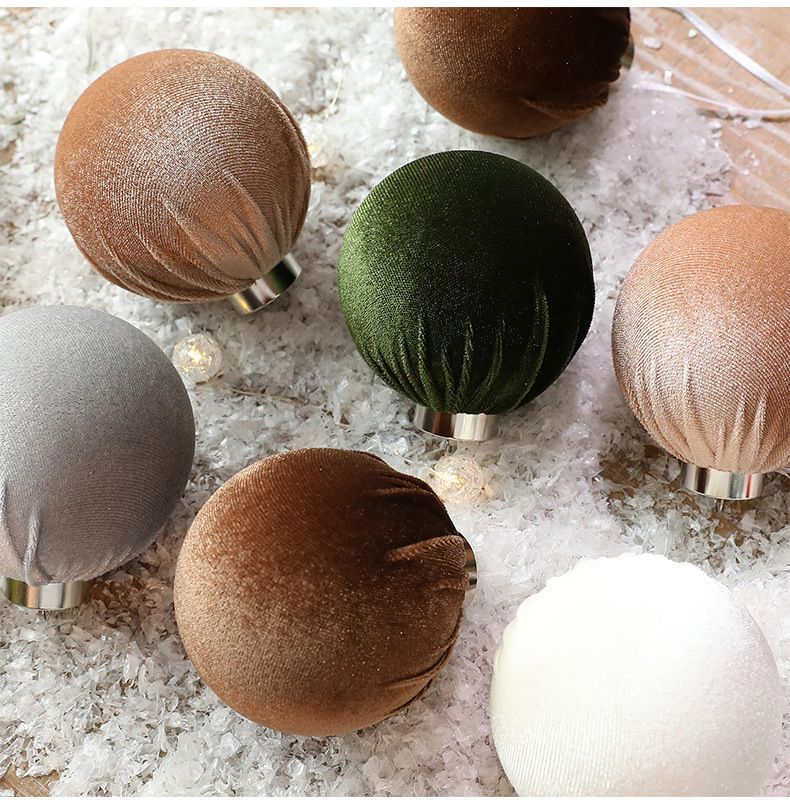 Pink Series Velvet Fabric Christmas Ornaments, Soft Cloth Covered Holiday Baubles, 8cm