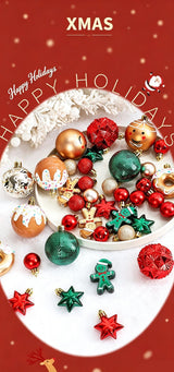 Stylish Painted Xmas Tree Decorations, 42 Pack Premium Christmas Ball Set, Champagne Gold & White Combination