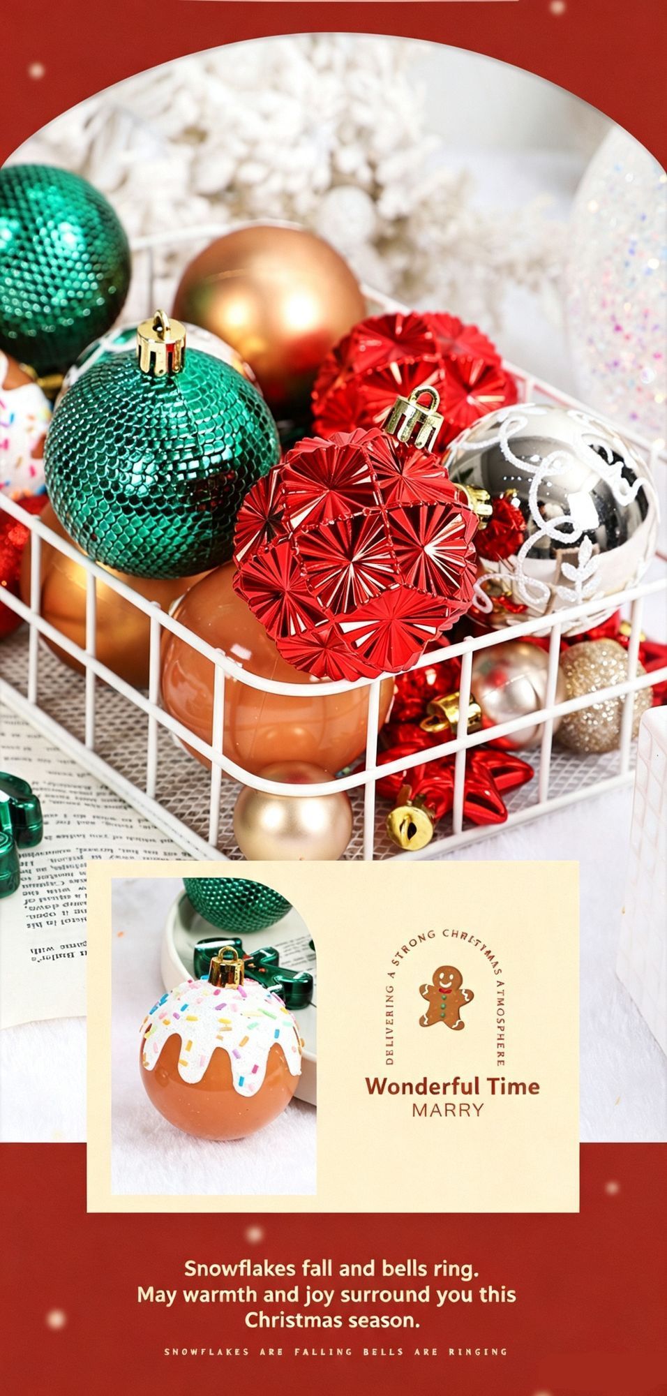 Stylish Painted Xmas Tree Decorations, 42 Pack Premium Christmas Ball Set, Champagne Gold & White Combination