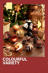 46PCS Hand Painted Christmas Ornament Balls, Gift Box Packaging, Christmas & Halloween Indoor Decoration, Red Gold