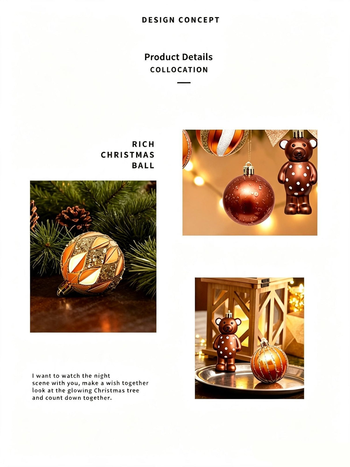 46PCS Hand Painted Christmas Ornament Balls, Gift Box Packaging, Christmas & Halloween Indoor Decoration, Red Gold
