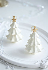 White & Gold 6 Pieces Assorted Hanging Ornament Set, Mixed Designs For Christmas & Halloween Scene Decoration