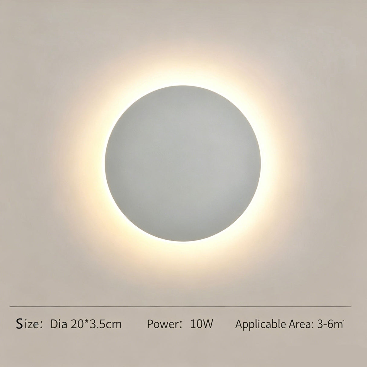 20CM White Regular Eclipse LED Wall Light Stepless Dimming