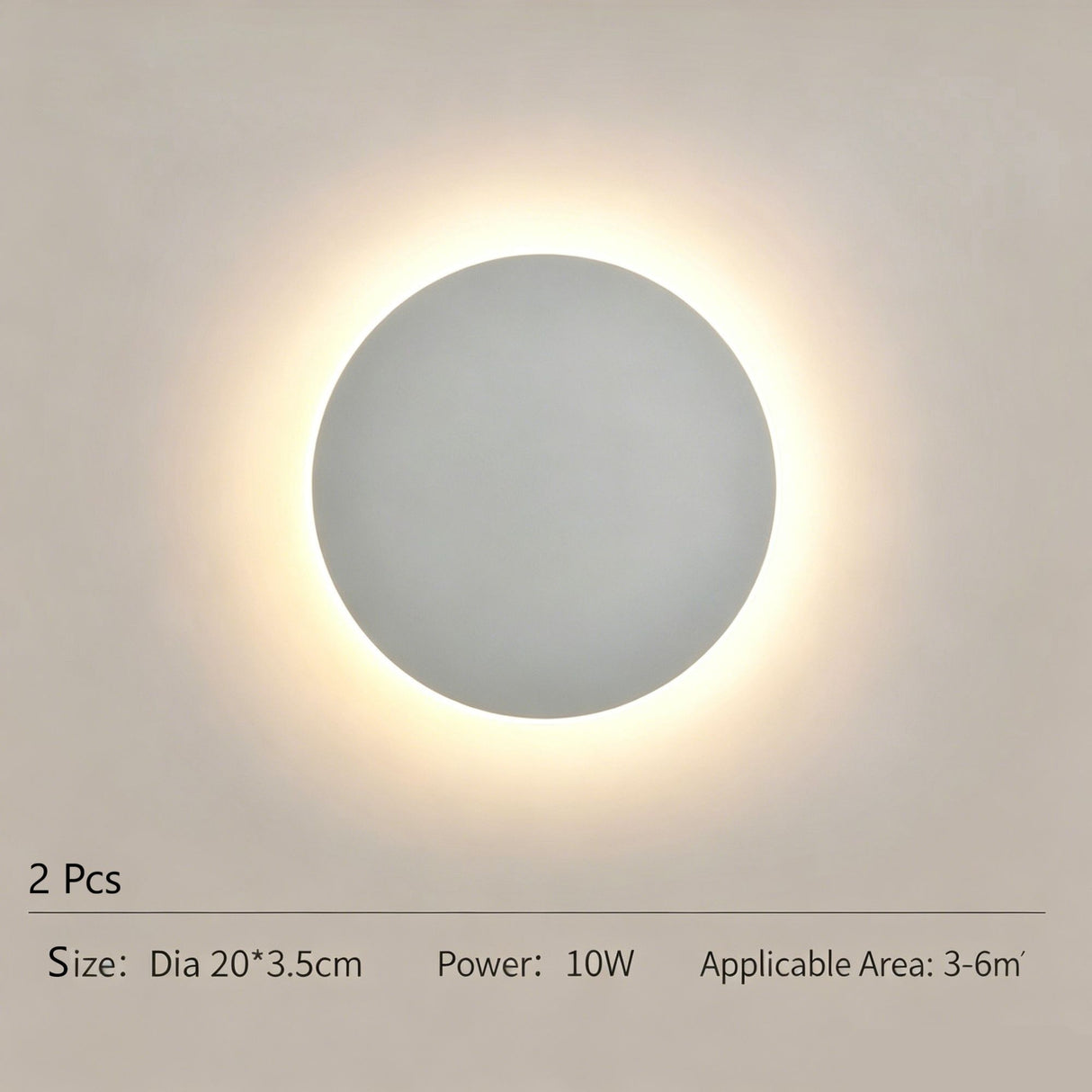 20CM White Regular Eclipse Wall Light 2Pcs Stepless Dimming