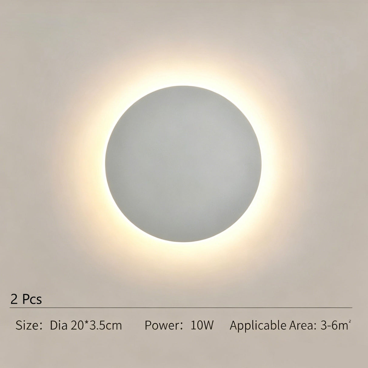 20CM White Touch Eclipse Wall Light 2Pcs Stepless Dimming