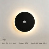 20CM Black Sensor Eclipse Wall Light 2Pcs Stepless Dimming