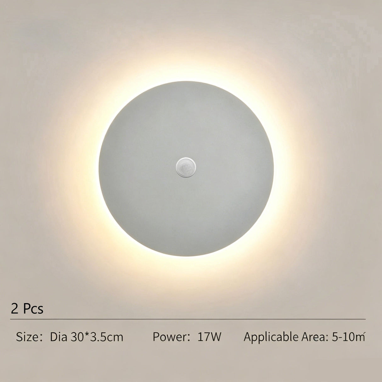 30CM White Sensor Eclipse Wall Light 2Pcs Stepless Dimming