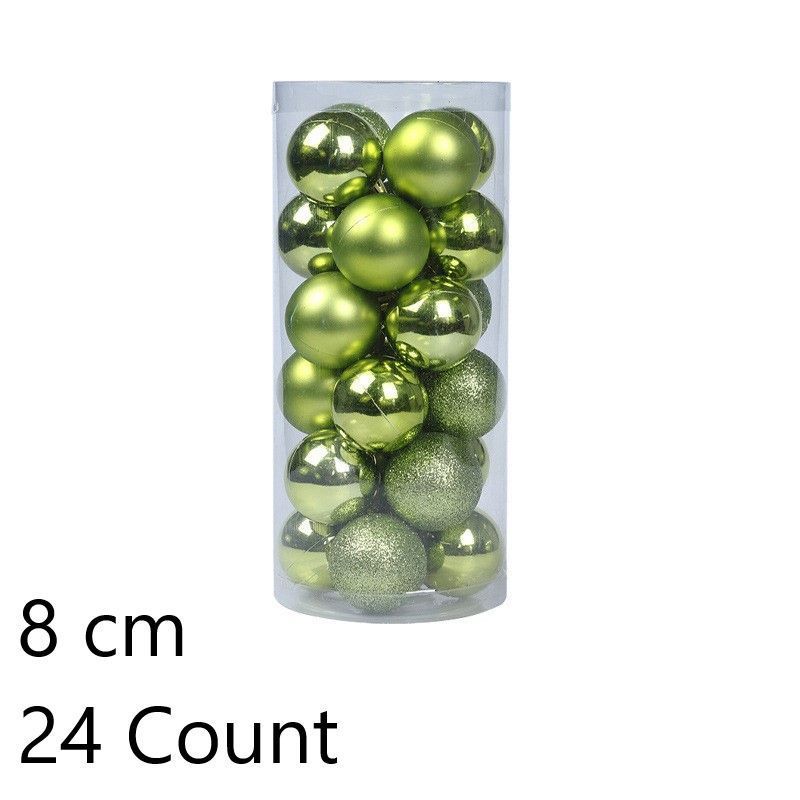 24 Pieces Vibrant Plastic Christmas Decor Spheres, Fruit Green 8cm Baubles Matching Christmas Garland and Halloween Indoor Scene Arrangement