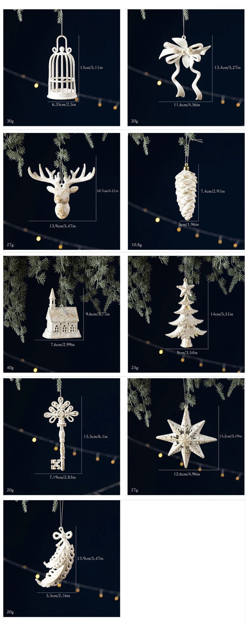 White Gold Bowknot Christmas Decor Pendants, Set of 3, Christmas & Halloween Party Scene Decoration, Classic Xmas Tree Accessory, Exquisite Gift Box Filler Ornament
