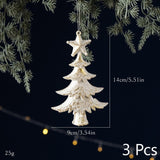 White Gold Mini Christmas Tree Shaped Ornaments, 3 Pieces, Christmas & Halloween Fireplace and Wall Hanging Decor, Dainty Home Accent, Warm Holiday Giveaway Gift