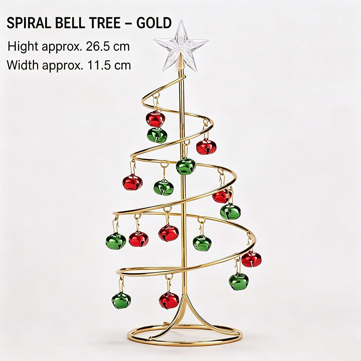 Tabletop Iron Spiral Bell Christmas Tree, Golden Finish, Christmas & Halloween Party Desktop Decor, Compact Simulation Festive Ornament, Thoughtful Small Holiday Present