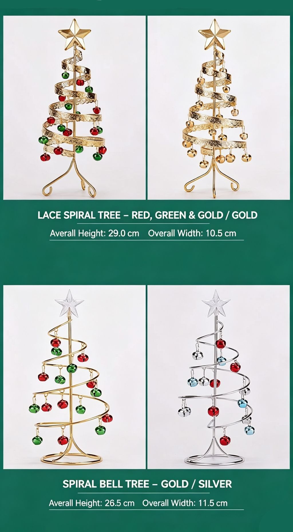 Tabletop Iron Spiral Bell Christmas Tree, Golden Finish, Christmas & Halloween Party Desktop Decor, Compact Simulation Festive Ornament, Thoughtful Small Holiday Present