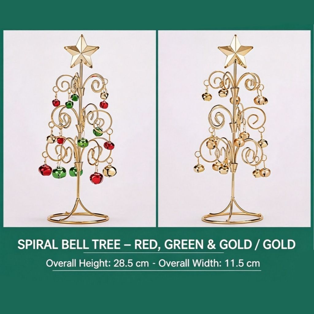 Tabletop Iron Spiral Bell Christmas Tree, Golden Finish, Christmas & Halloween Party Desktop Decor, Compact Simulation Festive Ornament, Thoughtful Small Holiday Present