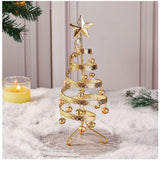 Tabletop Iron Spiral Bell Christmas Tree, Golden Finish, Christmas & Halloween Party Desktop Decor, Compact Simulation Festive Ornament, Thoughtful Small Holiday Present