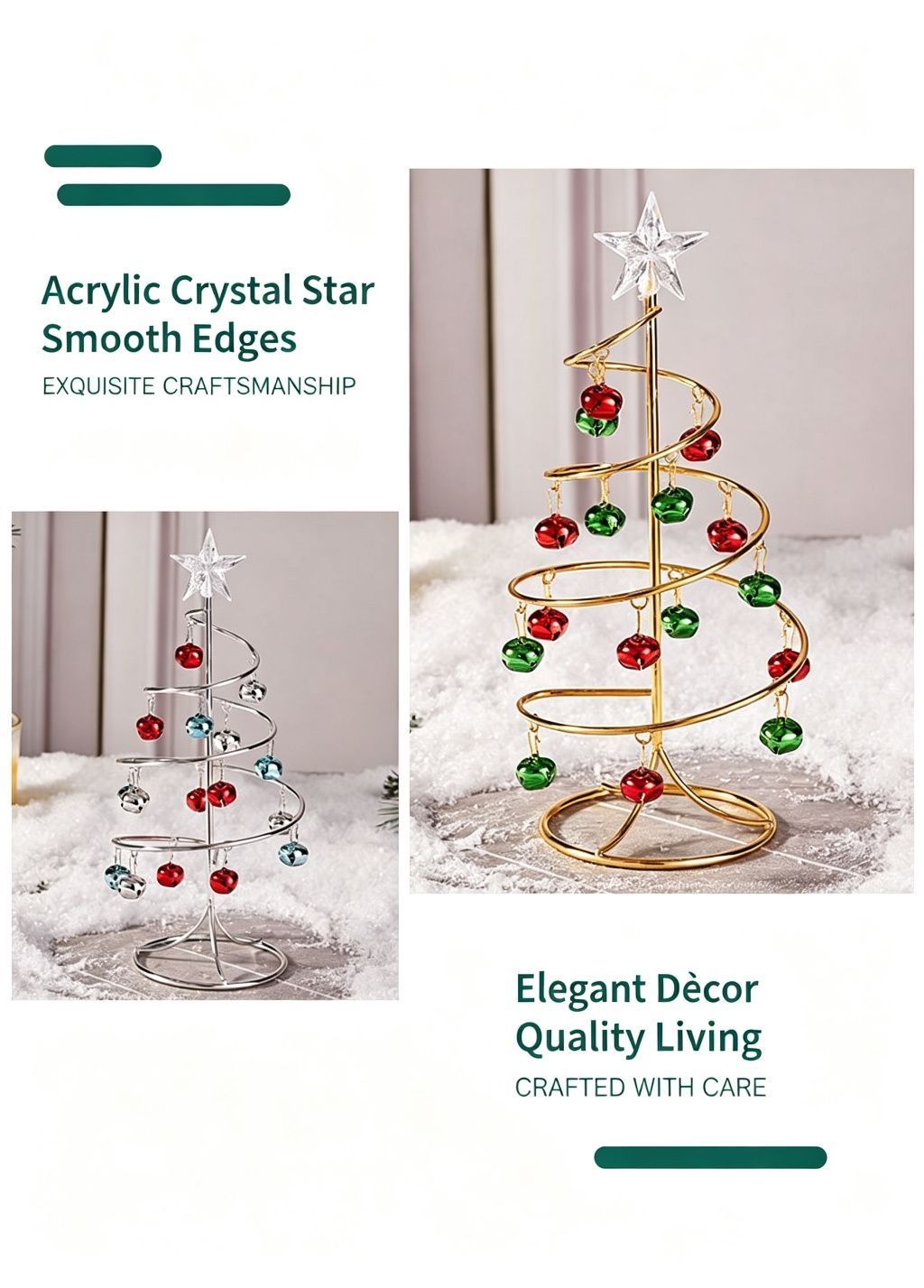 Tabletop Iron Spiral Bell Christmas Tree, Golden Finish, Christmas & Halloween Party Desktop Decor, Compact Simulation Festive Ornament, Thoughtful Small Holiday Present