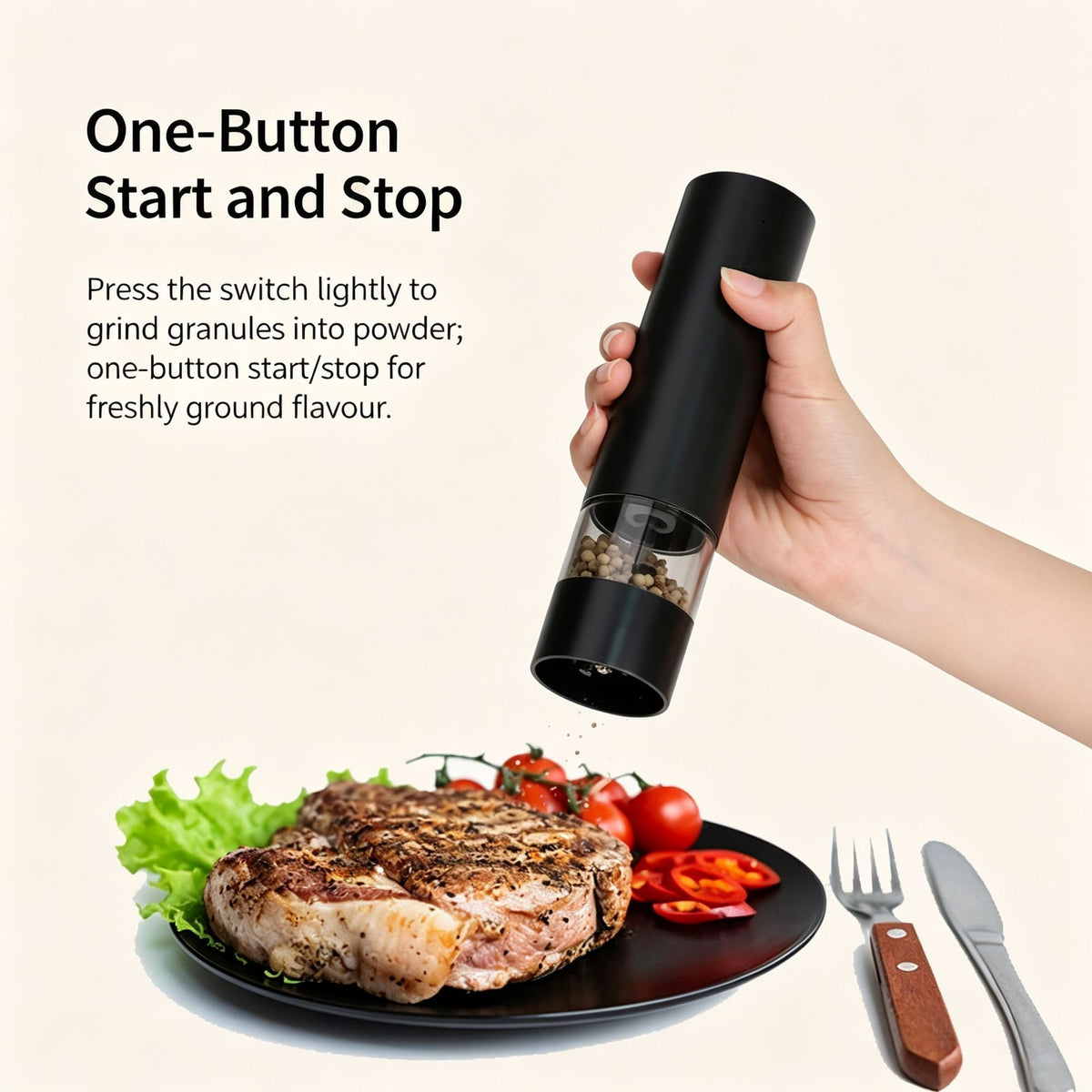 Rechargeable Black 2-Pack | Electric Pepper Salt Grinder Set | Christmas Family Feast Gift | Complete Set with Storage Base Cleaning Brush & Charging Cable