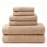 Camel Pure Cotton 6‑Piece Towel Set | Christmas Warm Household Gift | 2Pcs 35x75cm Hand Towel+2Pcs 140x70cm Bath Towel+2Pcs 35x35cm Face Towel, Soft Absorbent Bathroom Kit