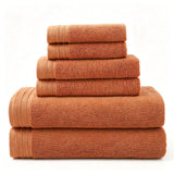 Caramel Pure Cotton 6‑Piece Towel Set | Halloween Retro Home Gift | 2Pcs 35x75cm Hand Towel+2Pcs 140x70cm Bath Towel+2Pcs 35x35cm Face Towel, Water‑Absorbent Bathroom Towel Kit