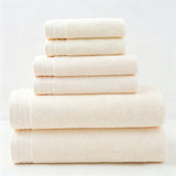 Off‑White Pure Cotton 6‑Piece Towel Set | Christmas Elegant Household Gift | 2Pcs 35x75cm Hand Towel+2Pcs 140x70cm Bath Towel+2Pcs 35x35cm Face Towel, Soft Bathroom Towel Collection
