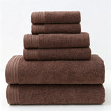 Dark Brown Pure Cotton 6‑Piece Towel Set | Christmas Classic Home Gift | 2Pcs 35x75cm Hand Towel+2Pcs 140x70cm Bath Towel+2Pcs 35x35cm Face Towel, Durable Absorbent Bathroom Towel Kit