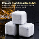 Reusable Chilling Ice Stone Gift Set | Holiday Wine Accessory | Original Color 8‑Pack With Silicone Tongs,EVA Tray,Gift Box & Velvet Pouch