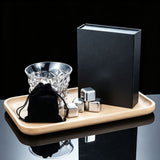 Reusable Chilling Ice Stone Gift Set | Holiday Wine Accessory | Original Color 8‑Pack With Silicone Tongs,EVA Tray,Gift Box & Velvet Pouch