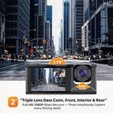 2‑Inch Screen HD Car Dash Cam Dual Front & Interior Lens With 32G Memory Card Night Vision Parking Monitor Mobile Recording, Practical Holiday Gift For Car Owners Halloween Christmas Car Gadget