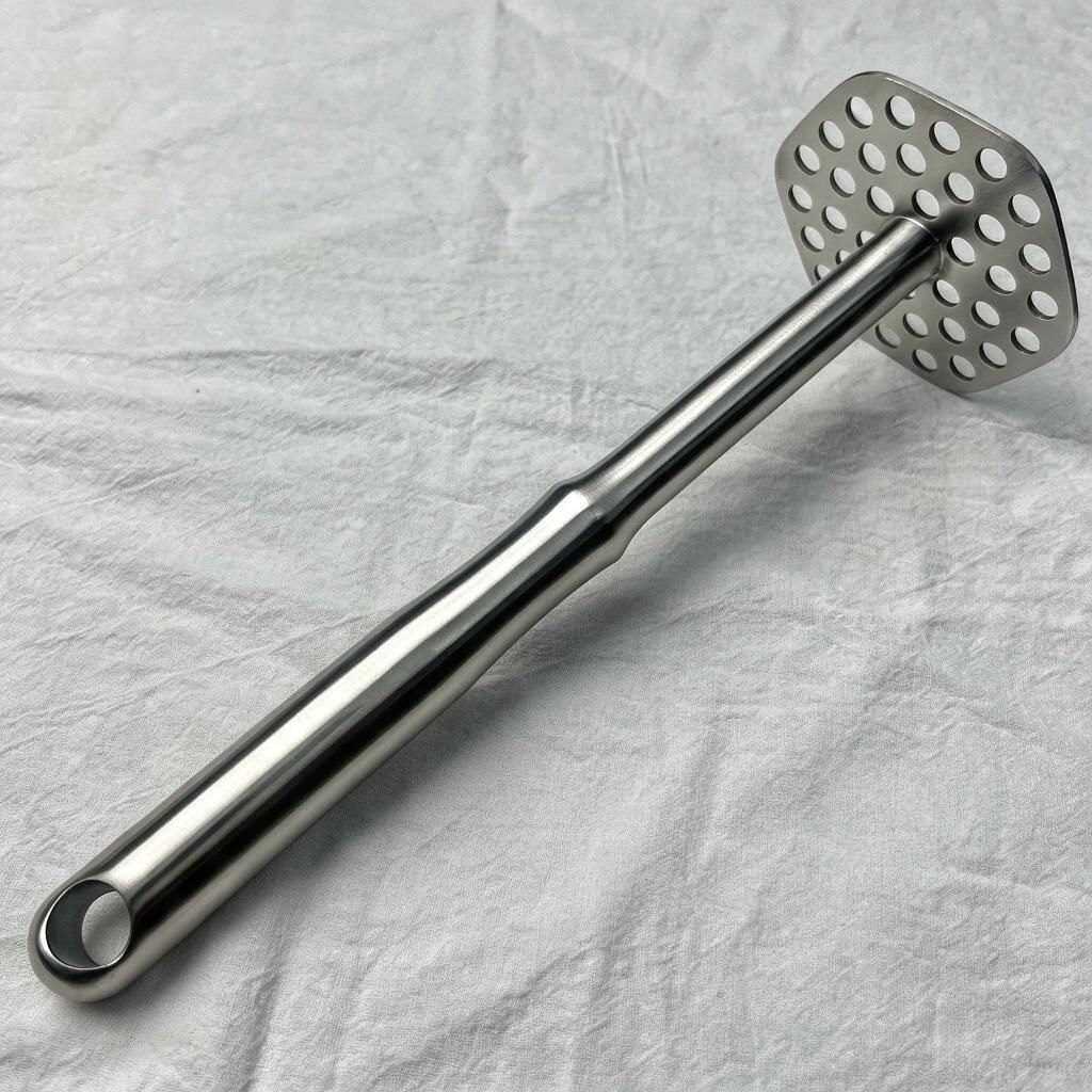 Heavy Duty 304 Steel Square Head Potato Smasher 24cm 153g for Pumpkin Mash & Weaning Puree Halloween Cooking