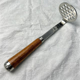 Rosewood Handle Round Head Ricer 21.3cm 90g Stainless Steel Veggie Mash Tool for Smooth Puree & Pumpkin Prep 1pc