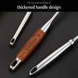 6cm Perforated Head Potato Masher 24cm 94g 304 Stainless Steel Wooden Grip Baby Food Mash Spoon Kitchen 1pc