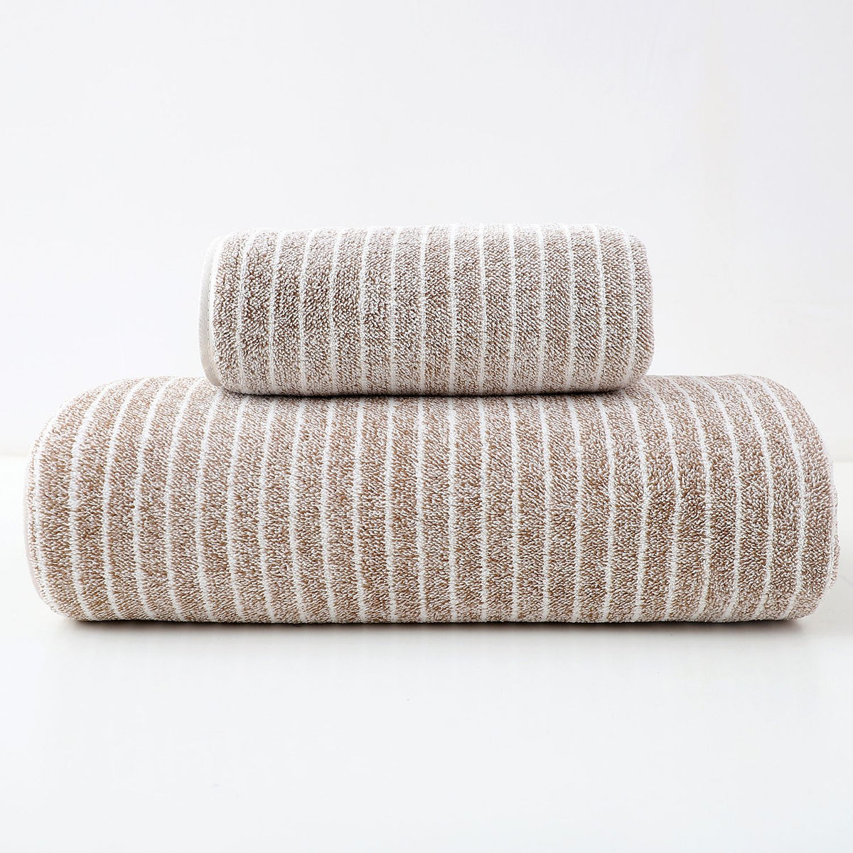 Quick Dry Cotton Towel Bundle 8 Piece Dark Green Star Print Wide Stripe Bath Towel Hand Towel Face Washer Home Shower Spa
