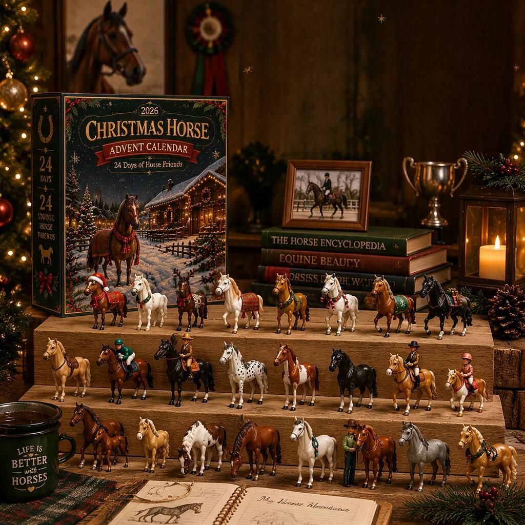Christmas Horse Advent Calendar 24 Days of Horse Friends Countdown Blind Box Holiday Gift Set