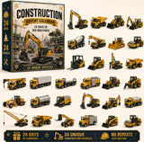 Dump Truck & Digger Surprise Countdown Set 24 Doors Yellow Style C Construction Site Playset 26x18x3cm 3mm Acrylic Board Holiday Gift