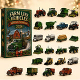 Farm Life Vehicles Green Pickup Truck Advent Calendar Blind Box Countdown Set 26x18x3cm Acrylic Tractor Models Holiday Gift