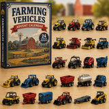 24 Acrylic Ornaments Blind Box Farm Vehicles Tractor Loader Trailer Models Countdown Kit 26x18x3cm 3mm Board Display Gift