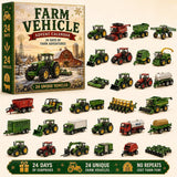 Snowy Farm Machinery Collection Advent Box 24 Distinct Tractor Loader Models 26x18x3cm 3mm Acrylic Frame Xmas Countdown Present