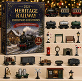 Heritage Steam Railway Diorama Advent Countdown 24 Miniature Carriages Signals & Station Models 26x18x3cm 3mm Acrylic Stand Xmas Gift