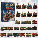 North Pole Express 24 Acrylic Train Ornaments Countdown Christmas Display 26x18x3cm 3mm Thick Winter Steam Locomotive & Carriage Charms Gift