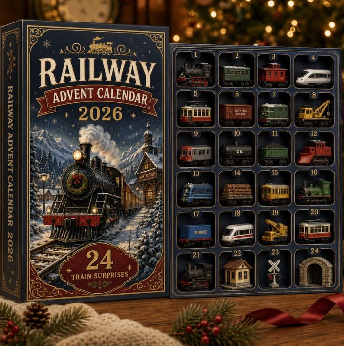 Railway Legacy 24 Surprise Compartments Advent Calendar Style C 26x18x3cm 3mm Acrylic Inserts Xmas Countdown Present