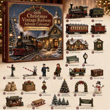Vintage Train Blind Box Christmas Countdown 24 Acrylic Railway Figurines Station Snowman Sled Steam Loco 26x18x3cm 3mm Xmas Gift